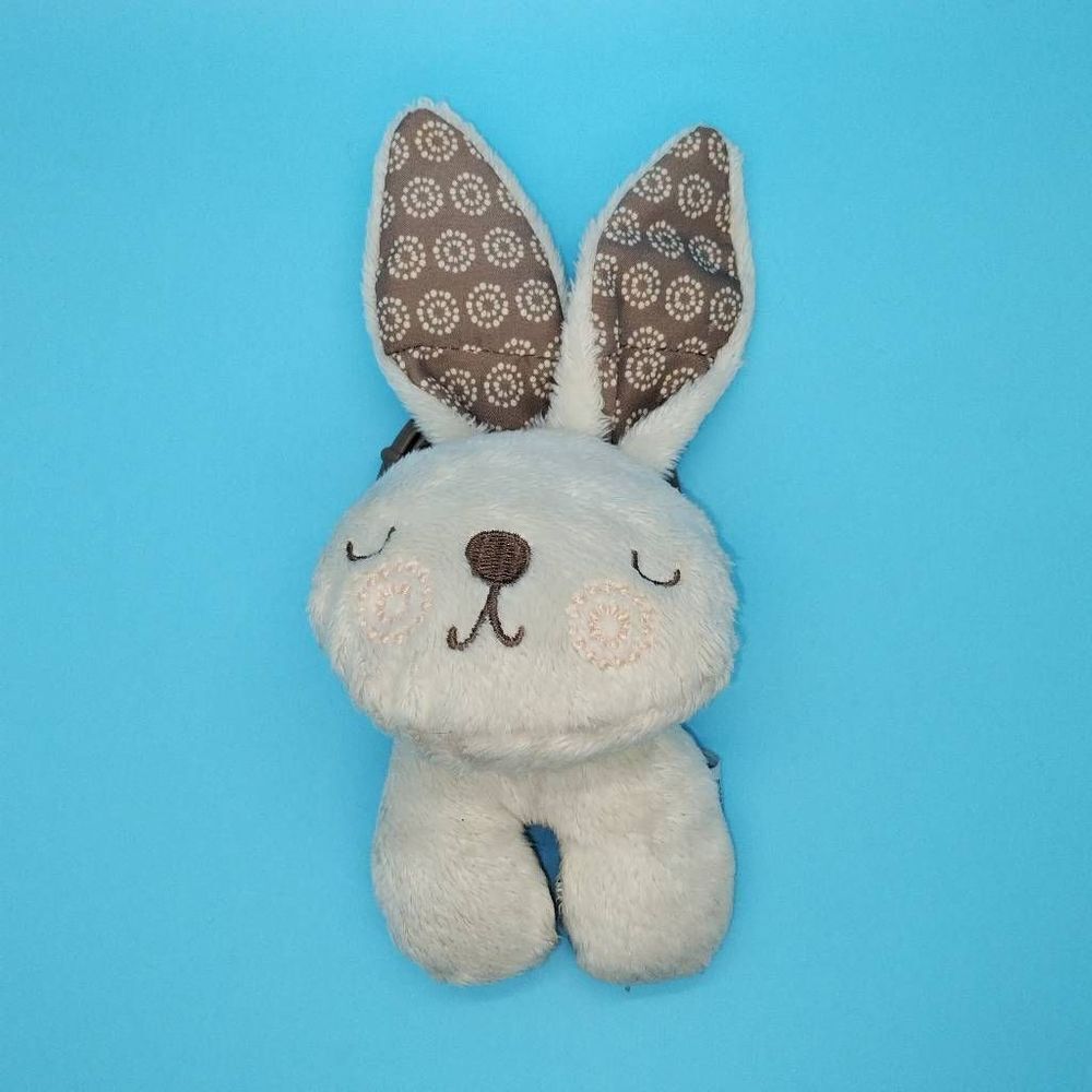 Fisher Price Snuggabunny Plush Bunny Rabbit Stroller Clip Rattle Toy Cream Tan